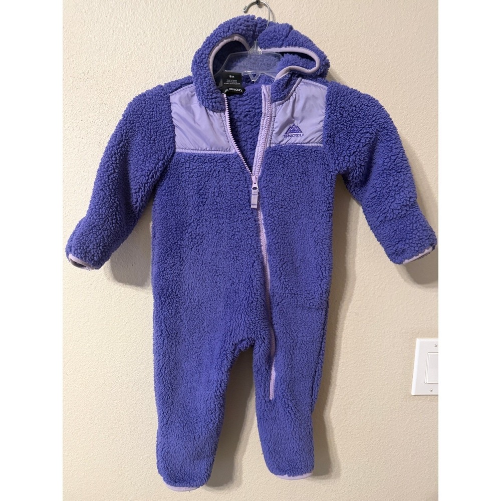 Snozu Baby Girls Fleece Snowsuit All In One Purple 18 Months Hooded